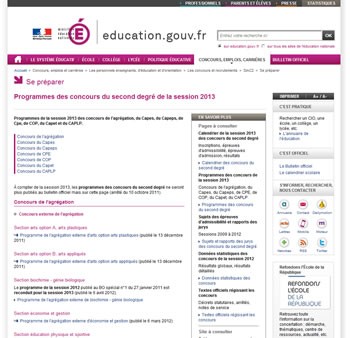 Page des programmes du site education.gouv
